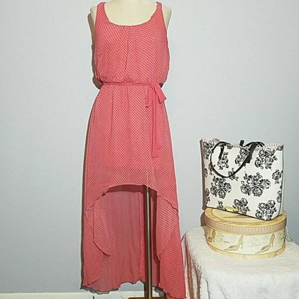 Last Chance - Snap high low polka dot dress Large E512